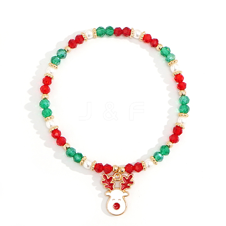 Christmas Theme Glass Beads Charms Bracelets VT5394-2-1