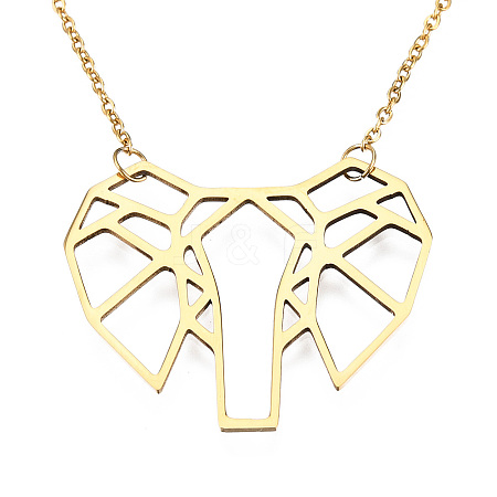 201 Stainless Steel Origami Pendant Necklaces LS-NJEW-T009-JN090-2-40-1