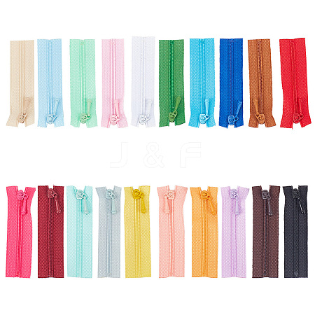 DELORIGIN 20Pcs 20 Colors Polyester & Plastic Mini Zip-fastener FIND-DR0001-10-1