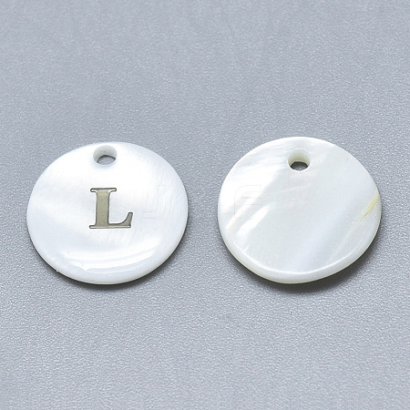Natural White Shell Mother of Pearl Shell Charms SSHEL-N036-053L-1