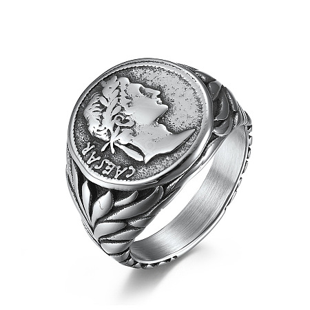Caesar Pattern 304 Stainless Steel Finger Rings FS-WG94254-01-1