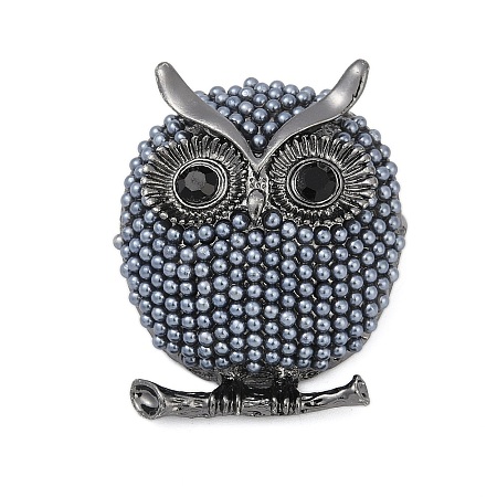 Owl Alloy Brooches for Backpack Clothes LS-PALLOY-D361-22G-1