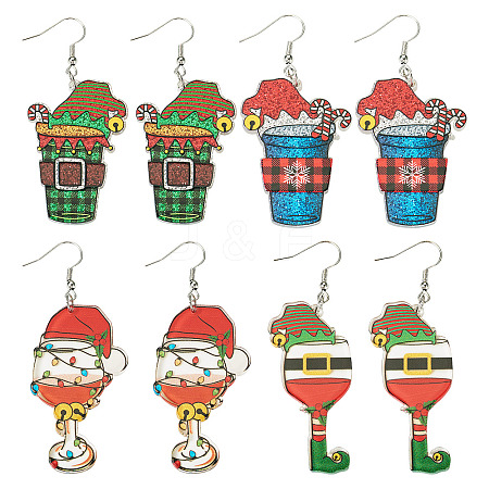 4Pair Christmas Iron Dangle Earrings for Women EJEW-TA00594-1