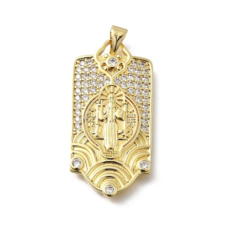 Brass Micro Pave Cubic Zirconia Pendants KK-Q066-17B-G-1