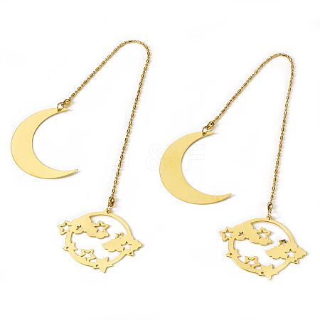 Brass Moon & Star Charms Bookmarks AJEW-TAC00030-1
