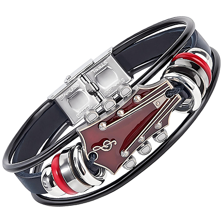 1Pc Alloy & Leather Cord Bracelets for Men Women BJEW-CL0001-56-1