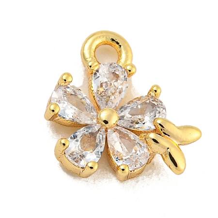 Brass Micro Pave Clear Cubic Zirconia Pendants LS-KK-U015-10G-1