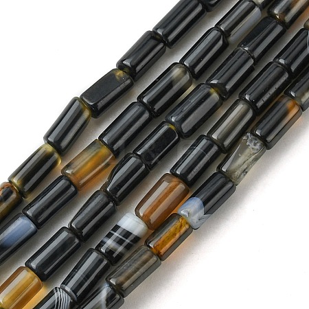 Natural Black Agate Beads Strands G-D067-A01-1