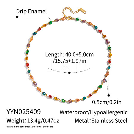 Conch 304 Stainless Steel Enamel Link Chain Necklace for Women AZ3410-4-1