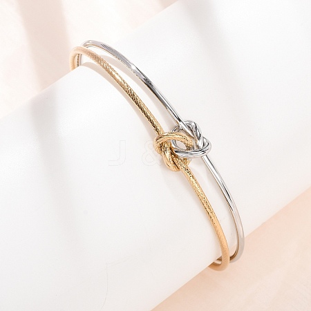 Duo Tone 304 Stainless Steel Knot Open Cuff Bangles for Women SA-CBA2192-05GP-04-1