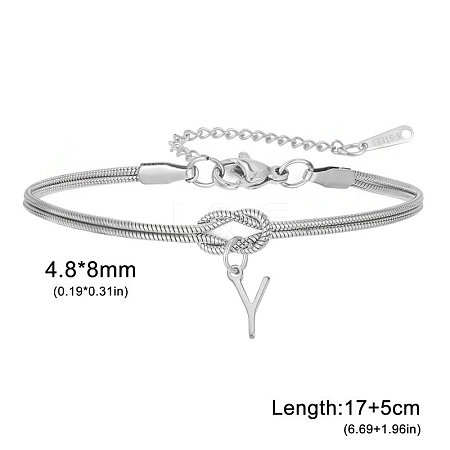 304 Stainless Steel Initial Charm Bracelets FS-WGD8E41-03-1