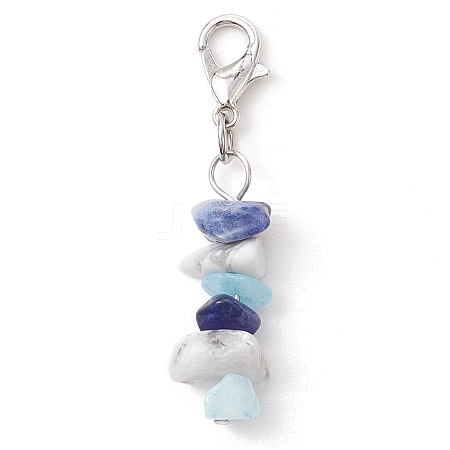 Natural Howlite & White Jade & Sodalite Chips Pendant Decoration HJEW-JM02304-02-1