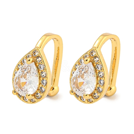 Brass Micro Pave Clear Cubic Zirconia Cuff Earrings for Women EJEW-C104-132G-1