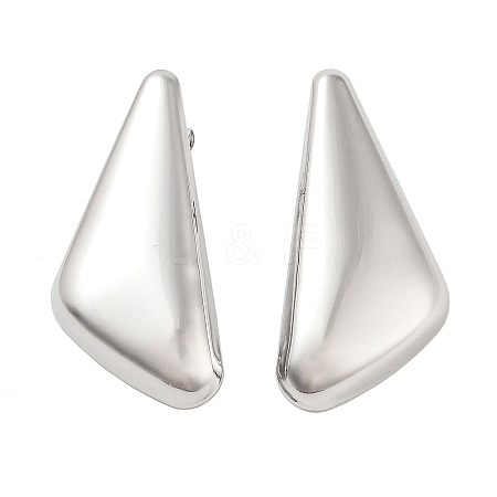 Brass Triangle Stud Earrings EJEW-P294-04P-1