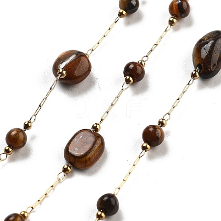 Handmade Nuggets Natural Tiger Eye Beaded Chains CHS-P019-06G-A-1