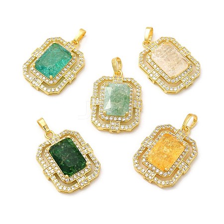 Rack Plating Brass & Crushed Ice Cut Cubic Zirconia Pendants KK-H438-03G-A-1