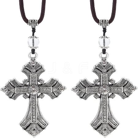 Alloy Cross Hanging Pendant Decorations HJEW-WH0039-08-1