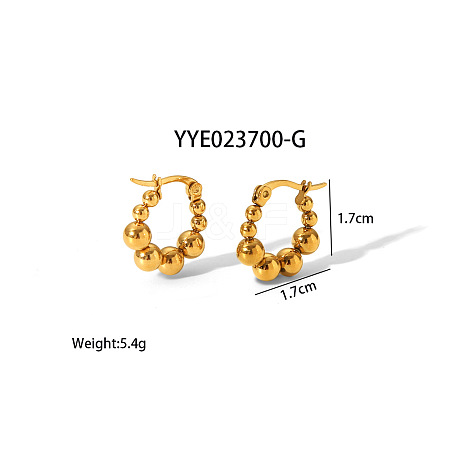 304 Stainless Steel Round Beaded Hoop Earrings for Women SN2323-3-1