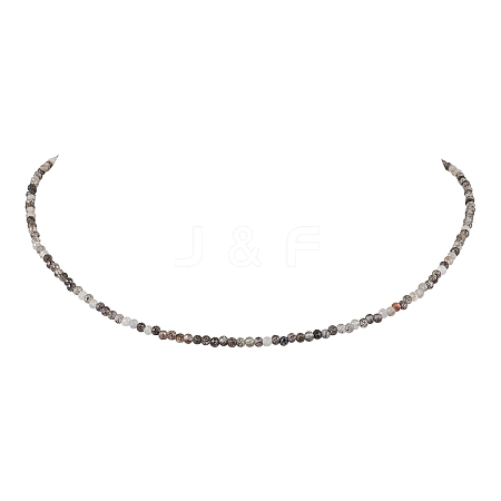 3mm Faceted Round Natural Black Rutilated Quartz Beaded Necklaces for Women NJEW-JN05079-02-1