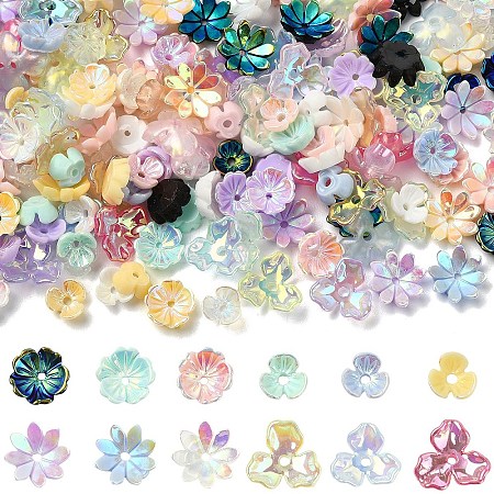 200Pcs 4 Styles Acrylic & Resin Bead Caps FIND-YW0010-10-1
