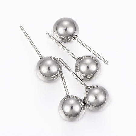 Tarnish Resistant 201 Stainless Steel Ball Stud Earrings STAS-H413-02P-E-1