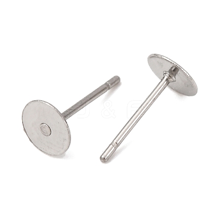 Tarnish Resistant 316 Surgical Stainless Steel Flat Round Blank Peg Stud Earring Settings STAS-R073-06-1