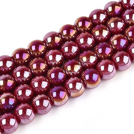 Electroplate Opaque Glass Beads Strands GLAA-T032-P8mm-AB23-1