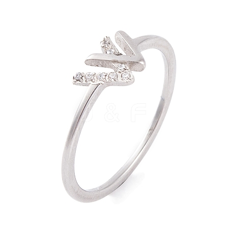 304 Stainless Steel Letter W Finger Ring for Women RJEW-C086-07-P-1