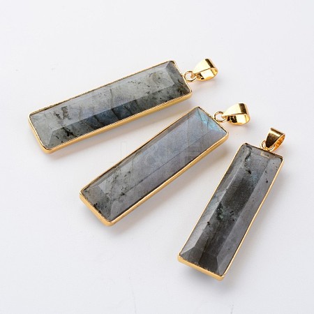 Faceted Rectangle Natural Labradorite Pendants X-G-M294-08-1