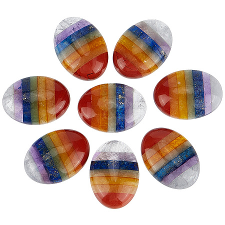 GOMAKERER 8Pcs Chakra Natural Mixed Gemstone Cabochons G-GO0001-50-1