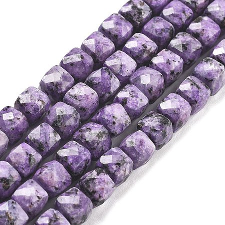 Dyed Natural Sesame Jasper Imitation Charoite Beads Strands G-C179-B01-01-1