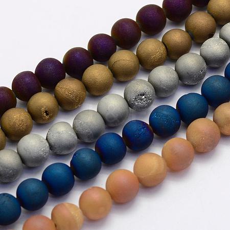 Electroplate Natural Druzy Agate Beads Strands G-G708-10mm-M-1