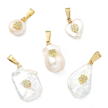 Natural Baroque Keshi Pearl Pendants PALLOY-JF05824-1