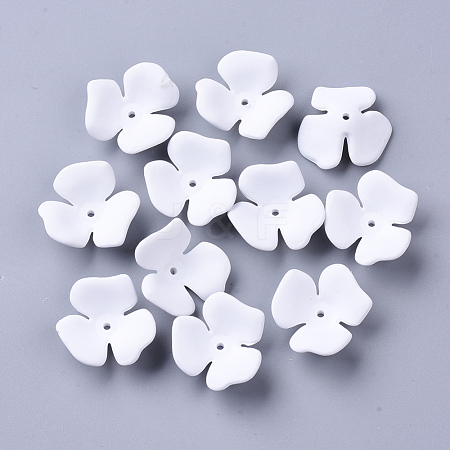 3-Petal Spray Painted Acrylic Bead Caps MACR-N007-01G-1