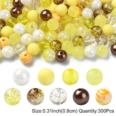 300Pcs 10 Styles Mixed Styles Transparent Acrylic Beads MACR-YW0003-04-1