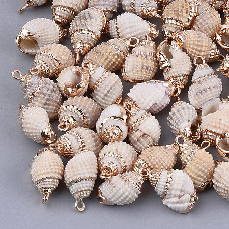 Electroplate Spiral Shell Pendants SSHEL-S261-10-1