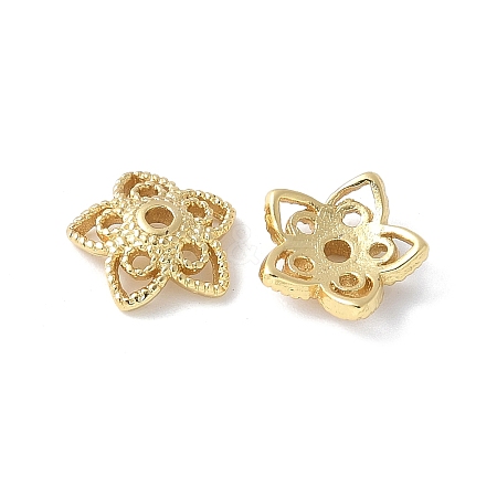 Flower Brass Bead Caps KK-F892-34G-14-1