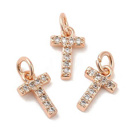 Brass Micro Pave Grade AAA Cubic Zirconia Charms ZIRC-P067-11RG-T-NR-1