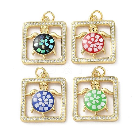 Brass Micro Pave Clear Cubic Zirconia Pendants KK-C045-19G-1