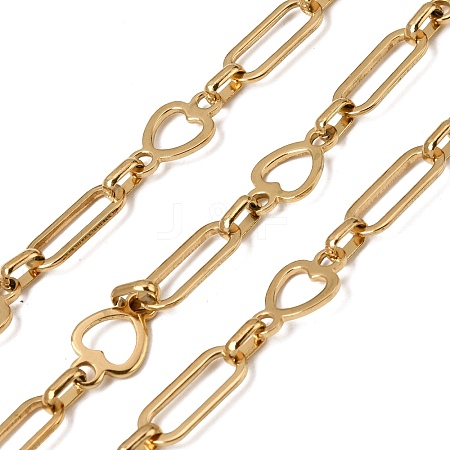 304 Stainless Steel Heart with Oval Link Chains CHS-K018-42G-1