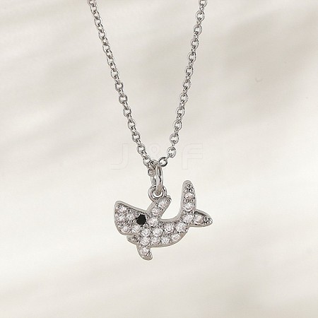 Ocean Summer Brass Pave Clear Cubic Zirconia Pendant Necklaces FS-WG82AA1-09-1
