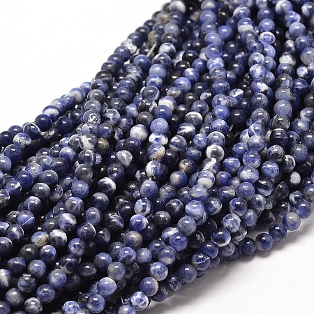 Natural Sodalite Round Bead Strands G-P072-27-8mm-1