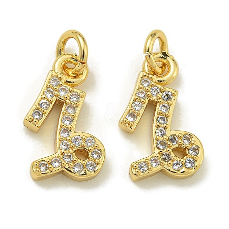 Rack Plating Brass Micro Pave Cubic Zirconia Pendants KK-K386-02L-G-1