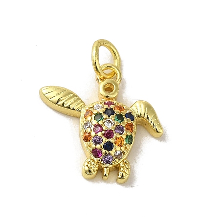 Real 18K Gold Plated Brass Pave Colorful Cubic Zirconia Pendants KK-M283-07E-02-1