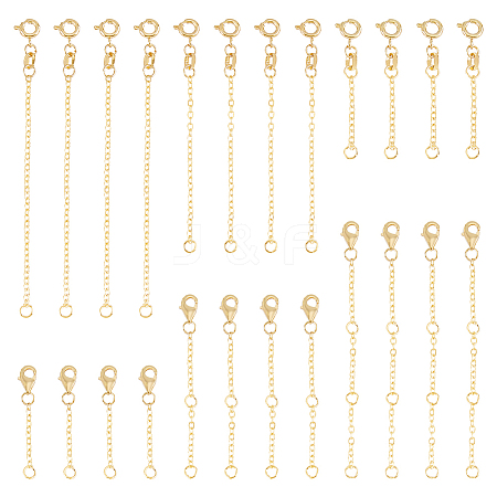 GOMAKERER 24Pcs 6 Style Brass Cable Chain Extender KK-GO0001-54-1