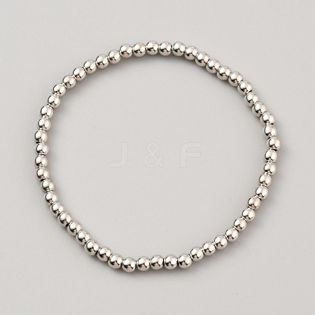 CCB Plastic Round Beaded Strech Bracelet BJEW-WH0023-03A-P-1