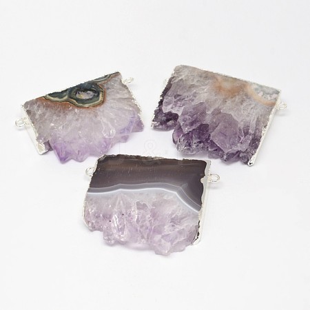 Natural Druzy Amethyst Links connectors G-G895-13S-1