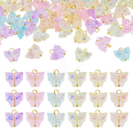 60Pcs 6 Colors Electroplate Transparent Glass Charms PALLOY-TAC0287-1