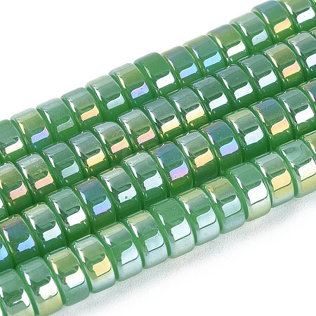 AB Color Plated Imitation Jade Glass Beads Strands GLAA-T026-3x6mm-J03-1