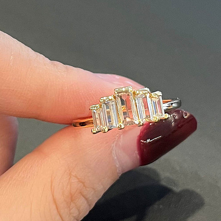 Brass Micro Pave Clear Cubic Zirconia Finger Rings FS-WGE2097-01-1